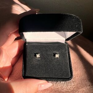 14K WG Solitaire Diamond Earrings